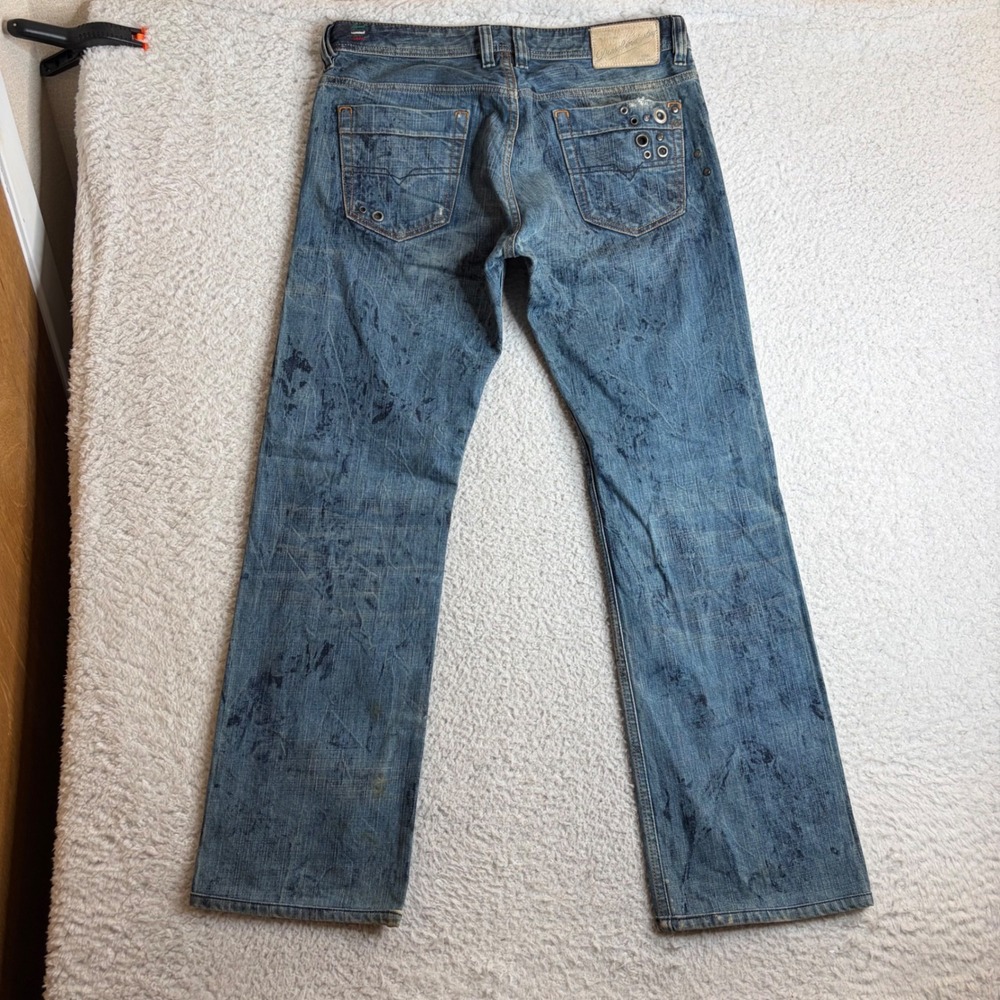 Diesel Viker 008GZ Straight Leg Jeans Mens 33x34 (34x31) Splatter Blue loose